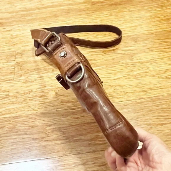 Jack Georges Chestnut Brown Genuine Leather Crossbody Bag w/ adjustable strap - Picture 8 of 11